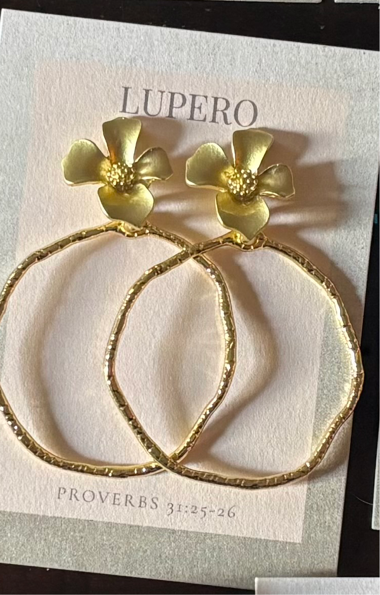 Gold flower hoops